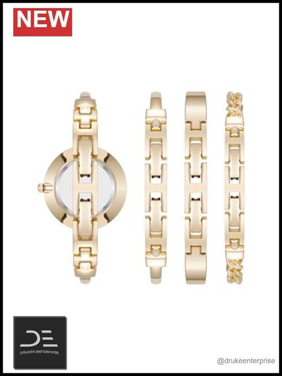 Bangle Watch and Bracelet Set with Lab Grown Diamond Markers